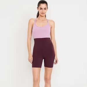 Old Navy StudioSmooth Pink Colorblock Athletic Bodysuit XL NWT